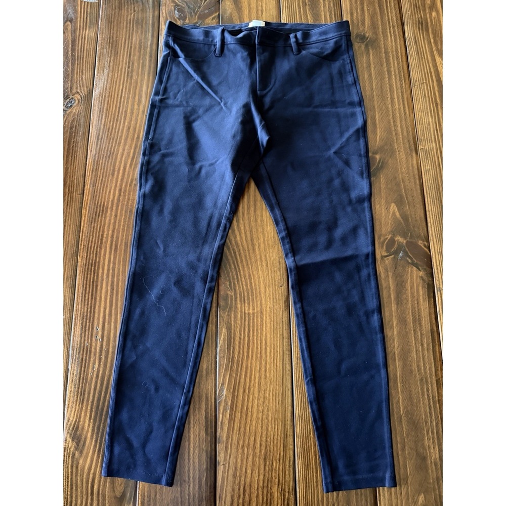 J Crew The Gigi Pant Navy Blue Flat Front Slash Pocket Skinny Trouser Career 10